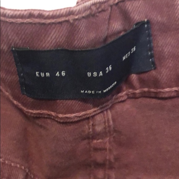 Zara Skinny Fit Cropped Jeans-washed maroon colour - Picture 3 of 4
